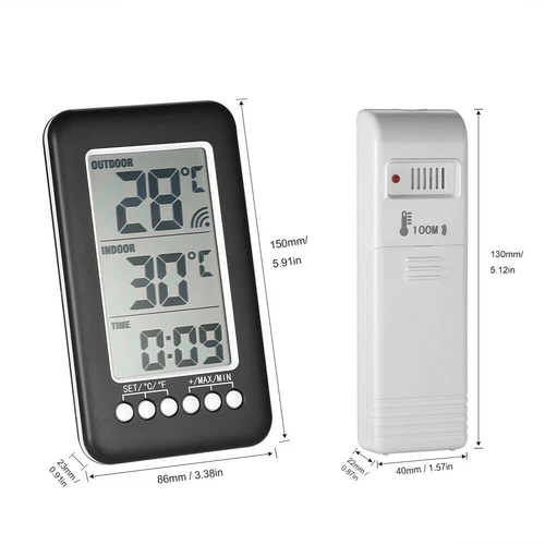 Wireless Indoor/Outdoor Digital Thermometer with Remote Sensor - LCD Temperature - Picture 5 of 7