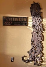 Spirit Wolf wood carving wall art large size Height is 79" by 26" at the bottom.