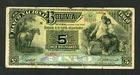 BOLIVIA  5  BOLIVIANOS  1892   BANCO NACIONAL  PICK # S212  FINE.
