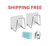 4-Pack Stainless Steel Sink Sponge Holder – Adhesive Kitchen Caddy Organizer Set