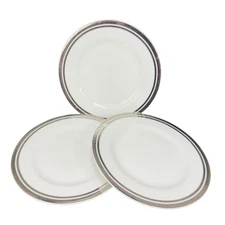 2005 Royal Doulton Pure Platinum Double Silver Band Plate Dish 7.5inch Set 3