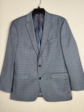 Lauren Ralph Lauren Blazer Mens 42L Blue Checked 2 Button Stretch Sport Coat