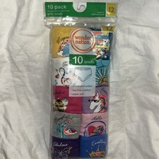 Wonder Nation Girls SuperSoft Panties Briefs 10-Pack Size 12 Tag Free NWT