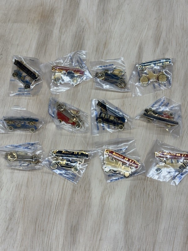 VTG Lion’s Club Classic Car Pins Lot Of (12) Sealed District 20