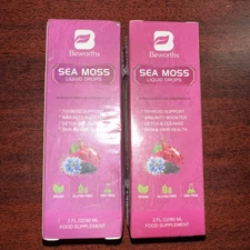 (2 Pack) Beworths Sea Moss Liquid Drops - Thyroid & Immune Support -2 Fl Oz Ea.