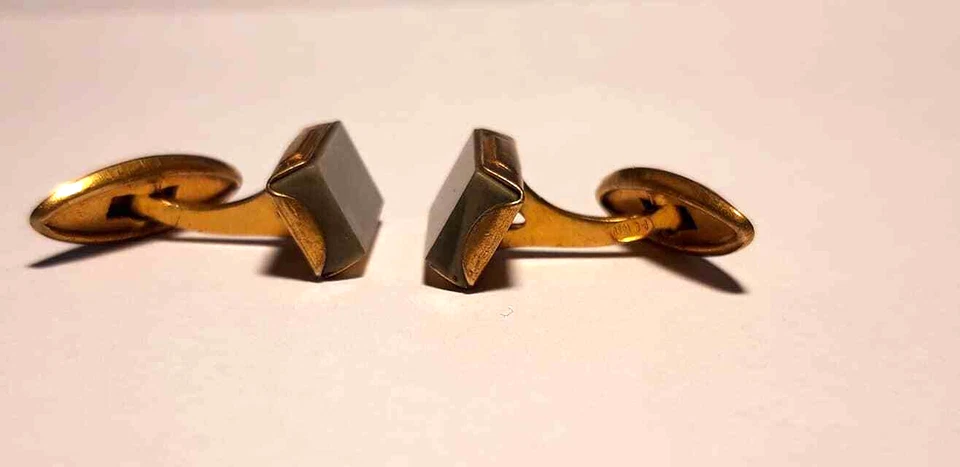 HERREN MANSCHETTENKNÖPFE goldfarben mit Naturstein vergoldet RC8M Vintage UdSSR - Bild 3 von 4