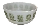 Vintage Federal Milk Glass Mixing Bowl 2 1/2 Quarts Square Green Sunflowers
