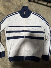 Vintage Adidas Originals Track Jacket M White Black Trefoil Y2K Retro Full Zip