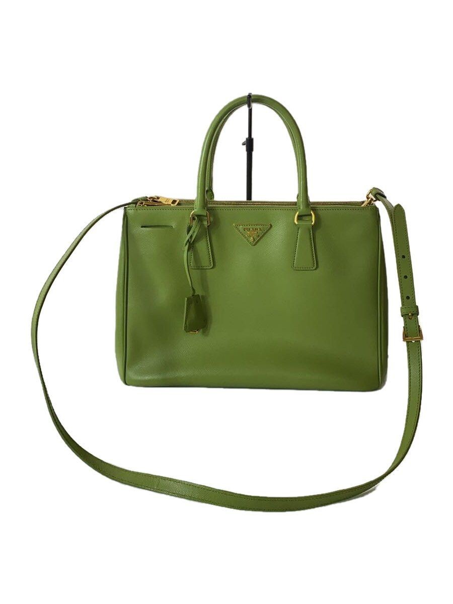 PRADA Galleria Saffiano 2-Way Green Leather Shoulder Bag bn2316 Pre-Owned