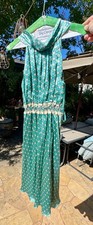 STUDIO M ladies dress size S green sleeveless 100% silk EXCELLENT SHAPE pattern