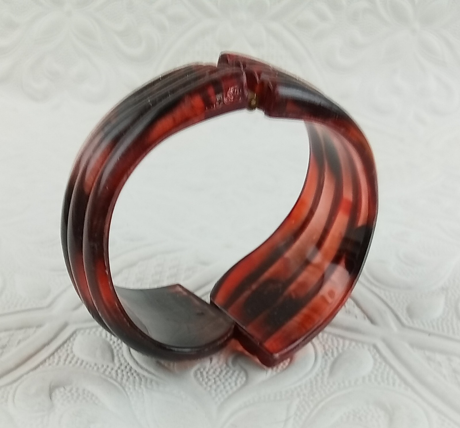 Tortoise Shell Root Beer Lucite Plastic Hinged Cl… - image 4