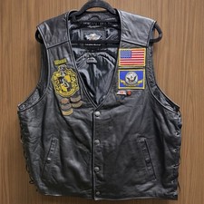 Vintage Original Harley Davidson Leather Vest Patches Pins Estate Find Size XL