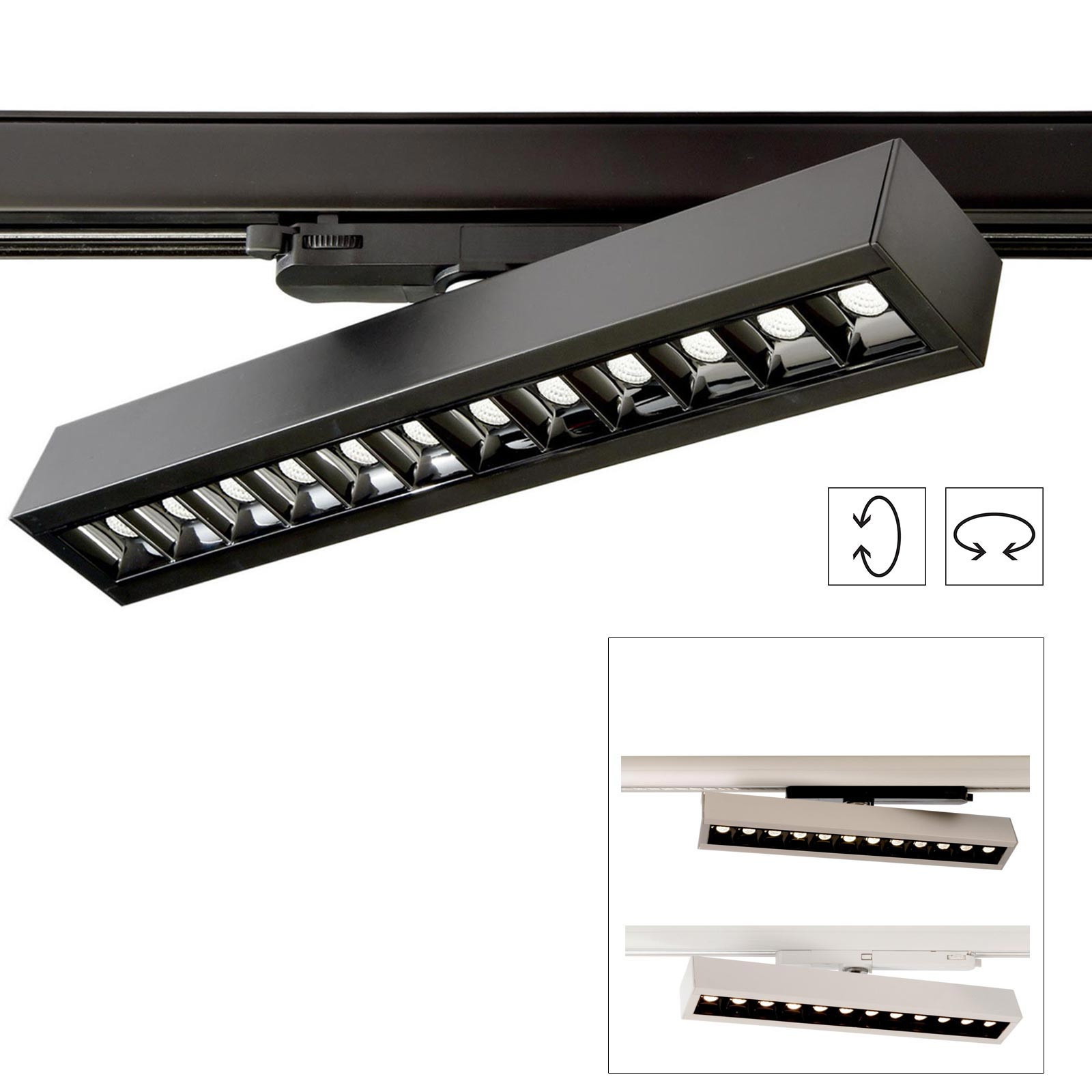 Spot LED Binario Trifase 23-32W Fascio Stretto per Gallerie d'Arte