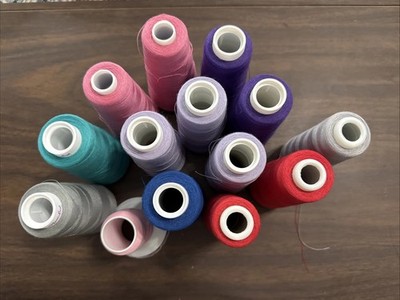 Used Lot of 13 Maxi-Lock Serger Thread 3000 Yard Spool Size