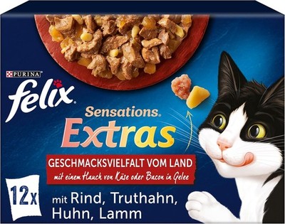 Felix Katzen-Nassfutter Sensations Extras in Gelee, vom Land, 85 g (72er Pack)
