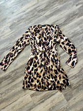 PRETTY LITTLE THING Leopard Print One Shoulder Ruched Bodycon Mini Dress size 2