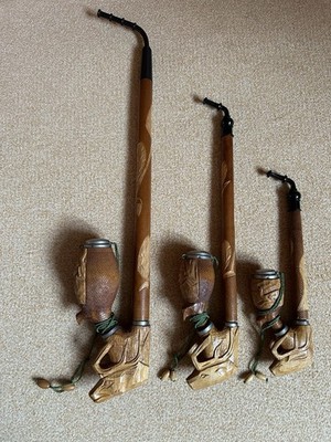3 Jägerpfeifen, Hirsch, Reh, aus Holz geschnitzt, 19.Jhd