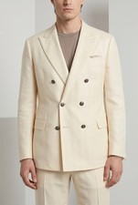 BRUNELLO CUCINELLI MEN'S CREAM WOOL SILK LINEN SUIT MSRP 7425