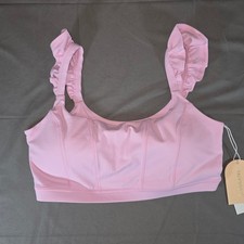 Blogilates Ruffle Corset Bra Light Pink Princess Seam Sports Bra 1X A1034 NWT