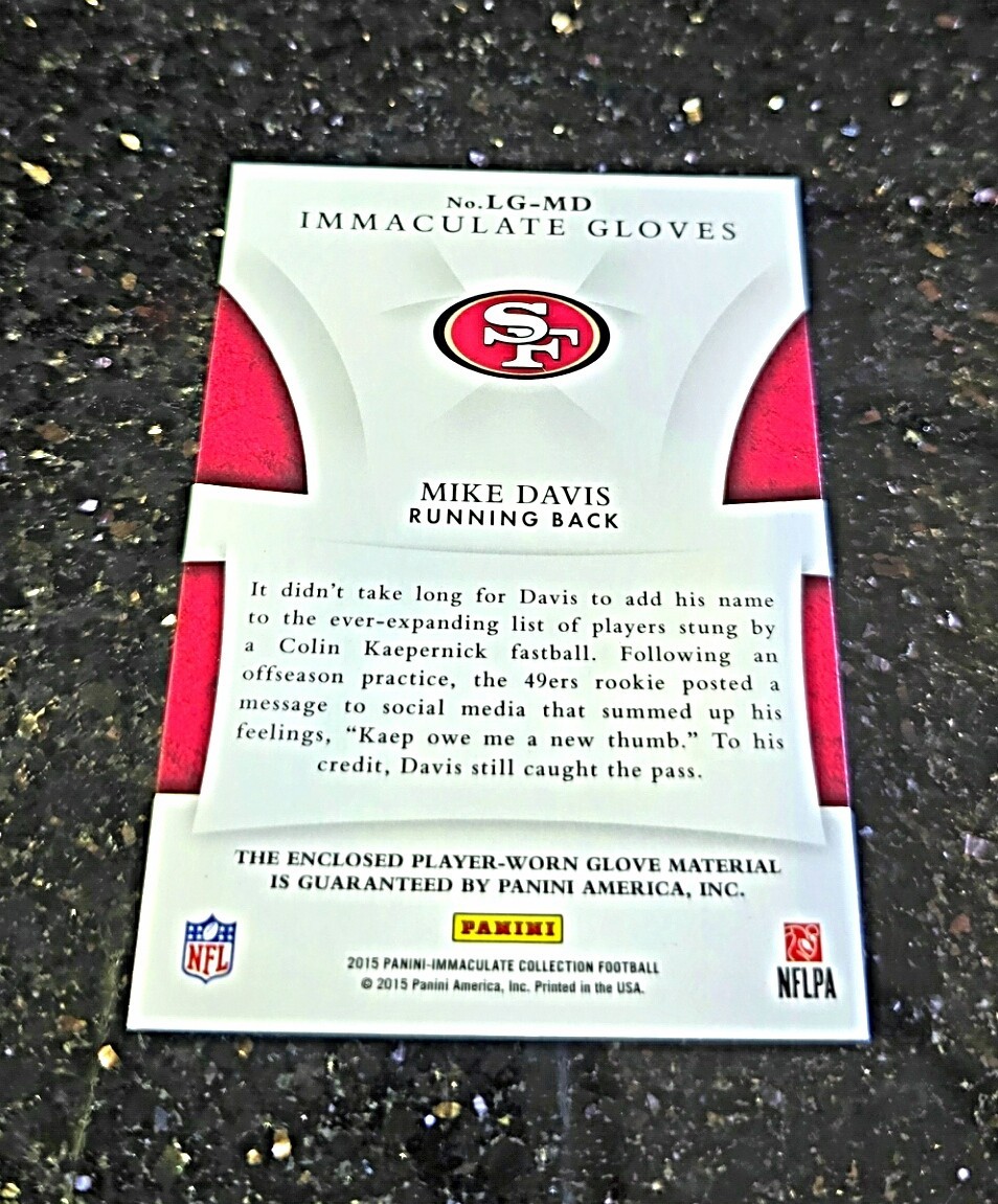 2015 Panini Immaculate MIKE DAVIS Player Used Rc Glove # /25 eBay 1/1 🔥 49ers