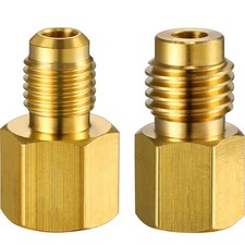 Refrigerant Tank Adapter 2 Piece Brass R134A R12 Vacuum Pump 1/2 Female 1/4 Male