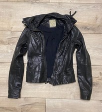 Archive AllSaints Spitalfields Belvedere Black Leather Jacket UK 12 M Grunge YKK