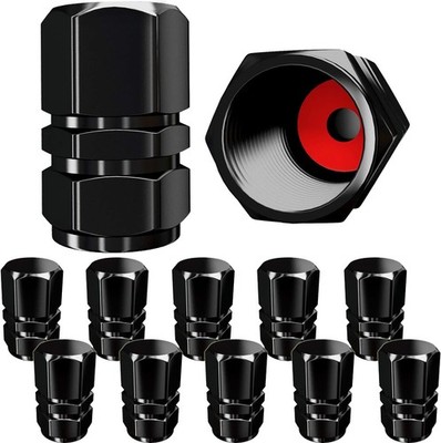12 Pack Tire Valve Caps Aluminum Hex Dust Proof Leak Proof Universal Black
