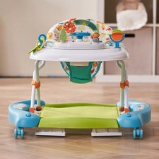 4-in-1 Baby Walker Activity Center Foldable Walk Behind Rocker Bouncer for Kids