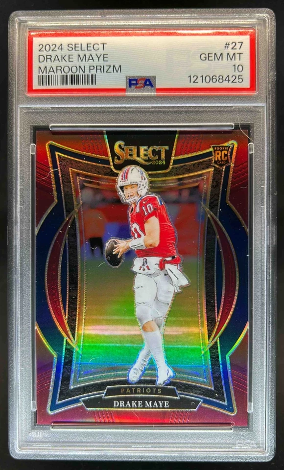 2024 Select Drake Maye Concourse RC Maroon Prizm #102/149 Patriots PSA 10
