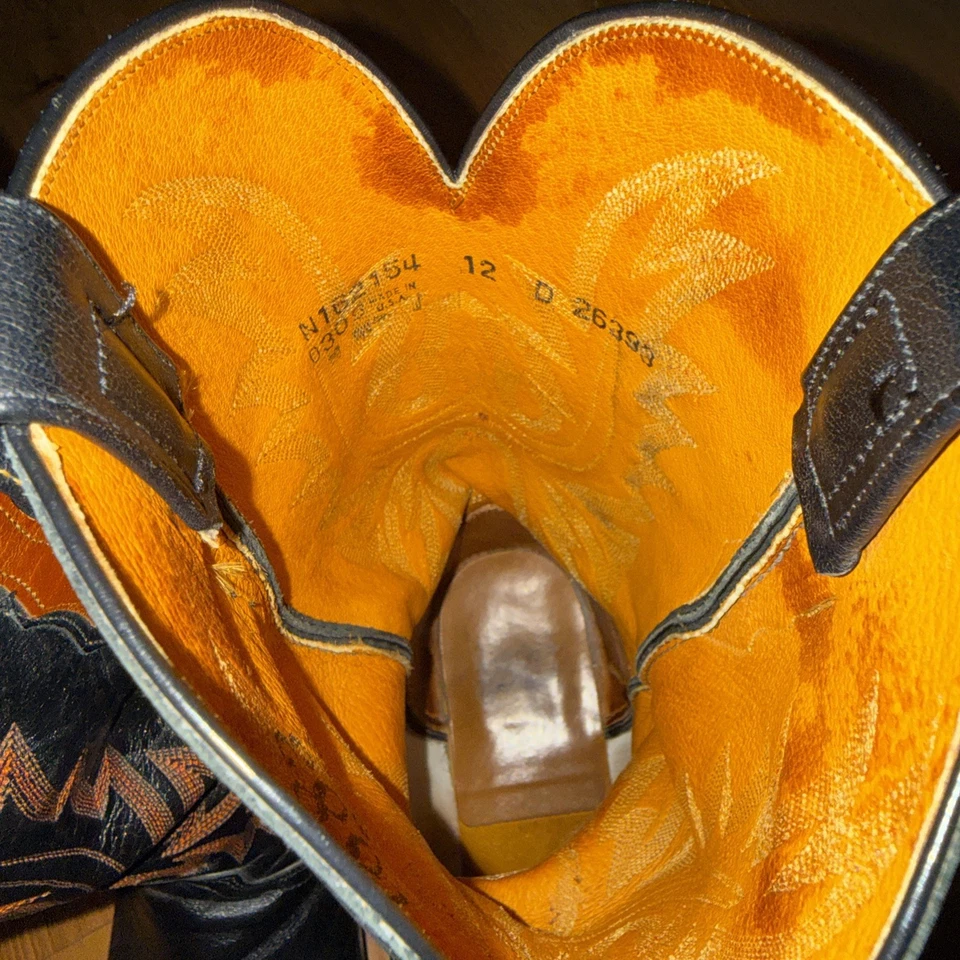 Botas Western Lucchese 1883 N162154 Negro Naranja HECHAS EN EE. UU. Talla 12D De Colección Foto 4 de 4