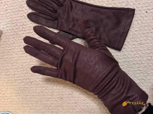 Ladies Vintage Brown Dress Gloves Driving Material Unlined - Picture 2 of 3