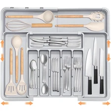 Silverware Organizer Expandable Kitchen Drawer Organizer Adjustable 22"x 19" ...
