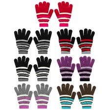 Set of 7 Kid's Striped Magic Gloves - One Size