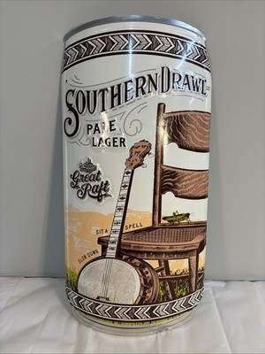 Southern Drawl Embossed Metal Sign Great Raft 23 1/2  X 12  Curved Beer Can