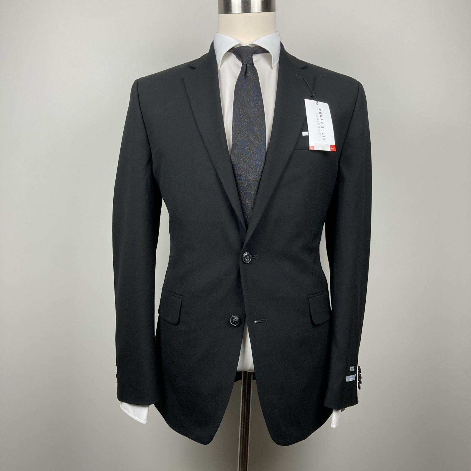 Perry Ellis Portfolio Men&rsquo;s Suit Jacket Black Modern-Fit 4