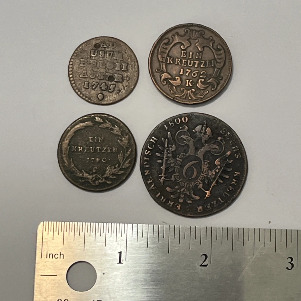 AUSTRIA 1745 Liard, 1762 1790 crucero, 1800 6 cruceros 4 monedas Foto 3 de 3