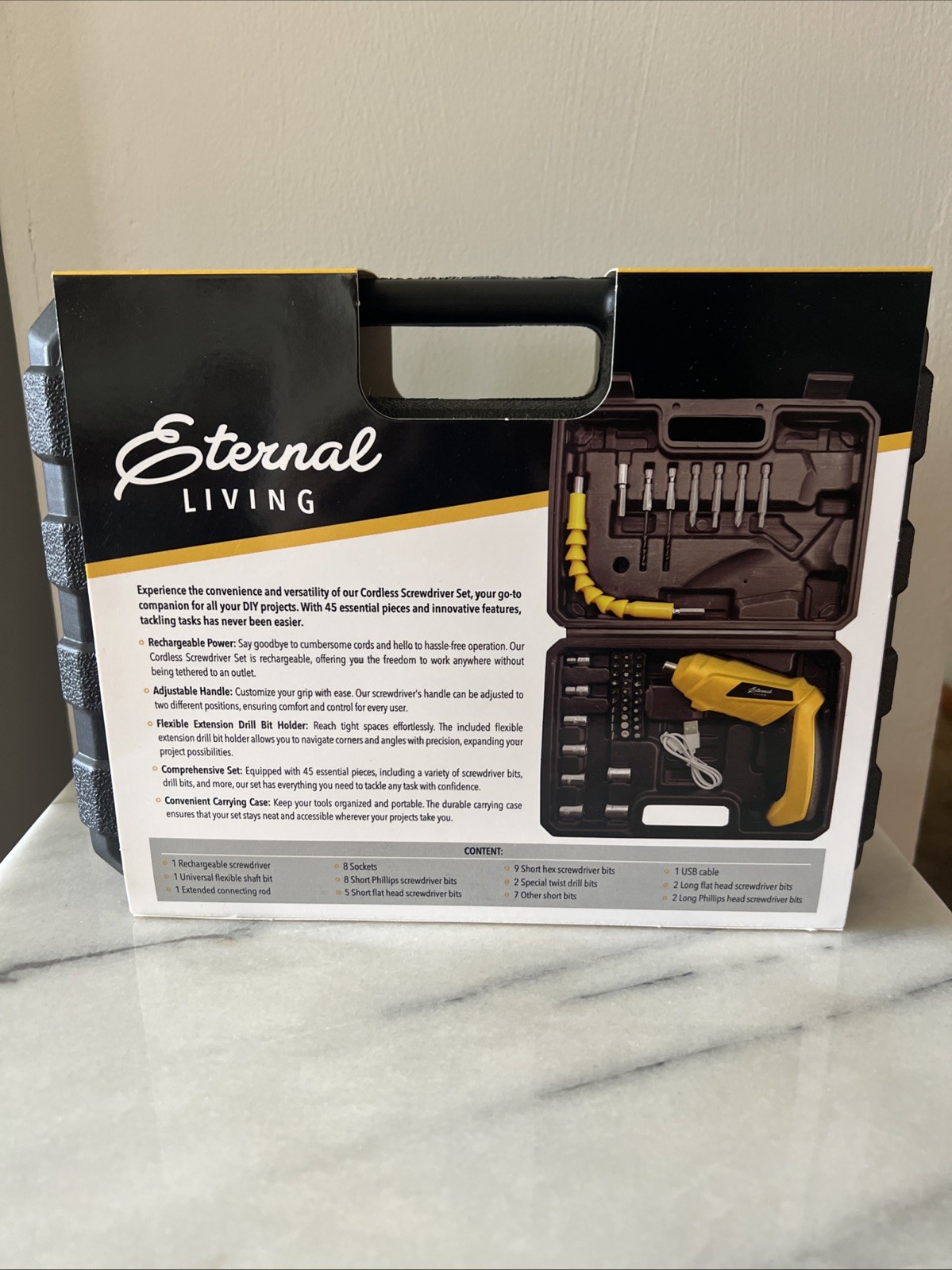 45Pcs Cordless Screwdriver Set, Electric Screwdriver USB Rechargeable Power Tool