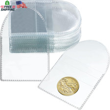 Fainne 50 Pcs Single Pocket Coin Sleeves Collector Individual Clear Plastic Slee
