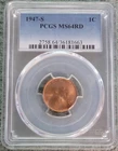 1947 S Lincoln Wheat Cent PCGS MS64 RD