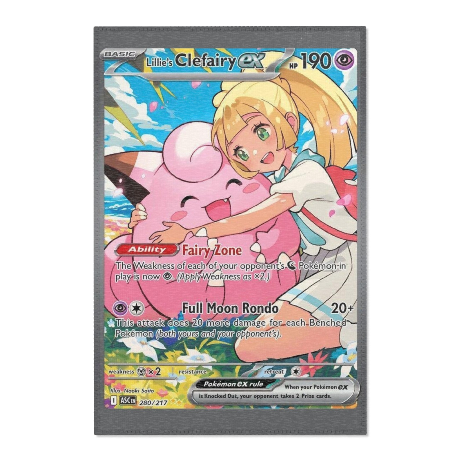 Lillie’s Clefairy EX 280/217 Card Rug 24x36" Pokemon Ascended Heroes Carpet 