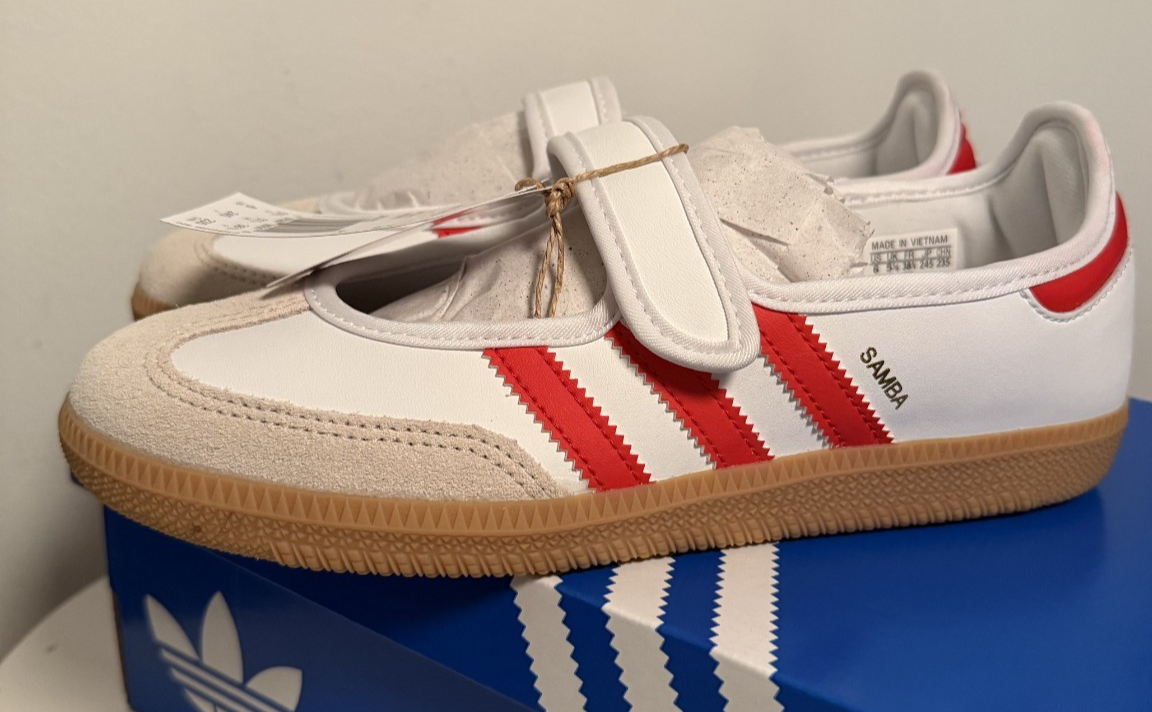 Adidas Originals Y 6.5 / Fits W 7.5 Samba Jane White Red Gum Mary