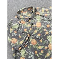Tommy Bahama IslandZone Mens Large Pineapple Citrus Fruit Mesh Polo Shirt Black