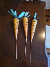 Vintage Metal Easter Carrot Garden Stake Decorative Set Of 3