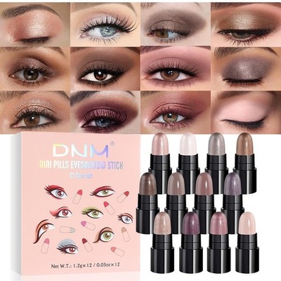 evpct 12Pcs Capsule Cream Eye Shadow Brightener Sticks Set for Eyes, Champagne P