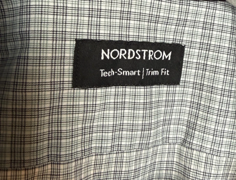 Camisa xadrez Nordstrom masculina verde e branca acabamento técnico inteligente ajuste 16, 34-35 - Imagem 4 de 4