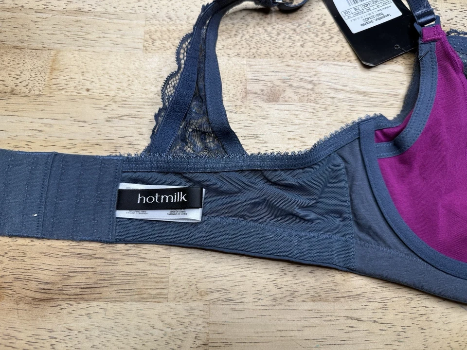New HotMilk Temptation Bra Maternity Nursing Sz 34DD Graphite Wired Lace - Image 4 of 4