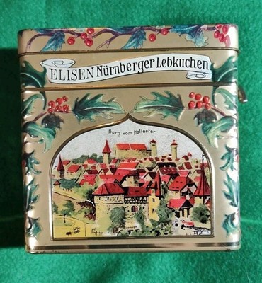 Lambertz AACHEN German Christmas Music Box Tin ''Dashing Through the Snow'' Empty