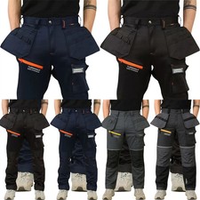Mens Softshell Waterproof Cargo Work Trousers Knee Pad Pockets Heavy Duty Pants