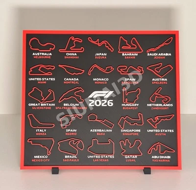 Formula 1 F1 Calendar 2026 Season With Stand (CARBON FIBRE TEXTURE)