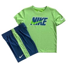New Nike DRI-Fit Lime Green T-Shirt Shorts 2 Piece Set Boys Size 4T
